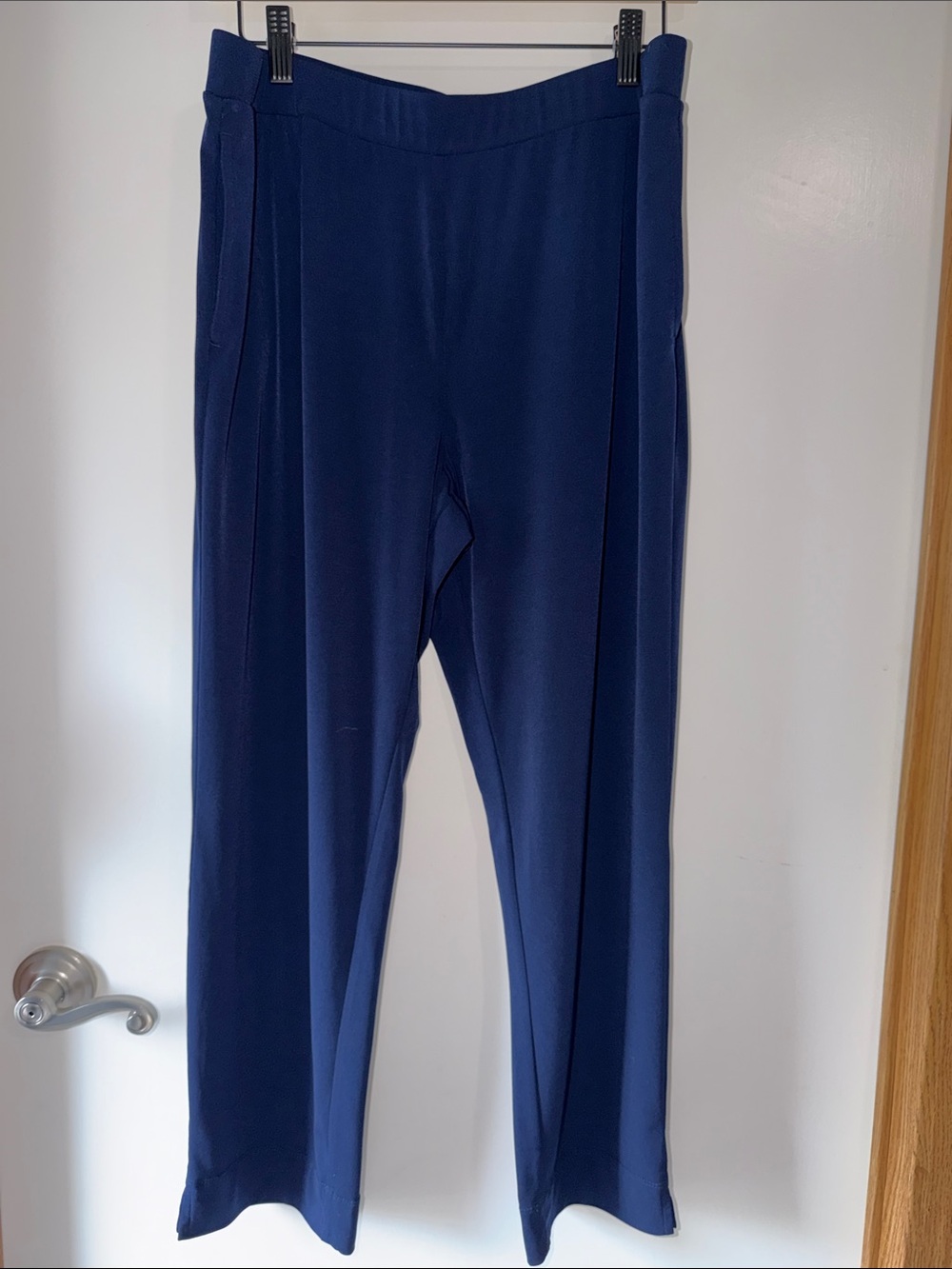 Susan Graver Navy Wide-Leg Pull-On Pants